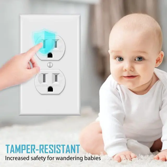 Alt view image 4 of 6 - Duplex Receptacle Outlet with Wall Plate, Tamper-Resistant Electrical Outlet, Residential Grade, 15A 125V, Self-Grounding, 2-Pole, UL Listed, White (10 Pack)