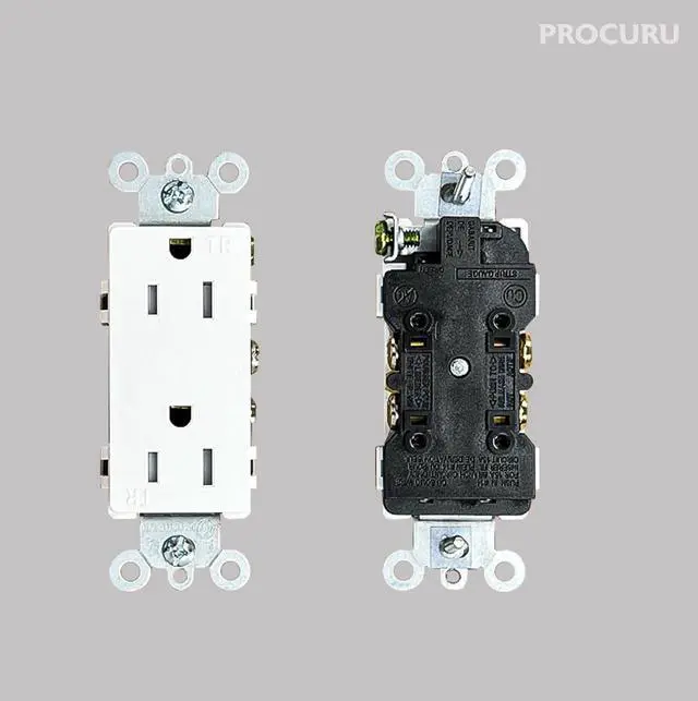 Alt view image 2 of 4 - [40-Pack] PROCURU 15 Amp Decorator Wall Outlet Receptacle, Tamper Resistant, Includes Wall Plate Covers, 125V, White, UL Certified