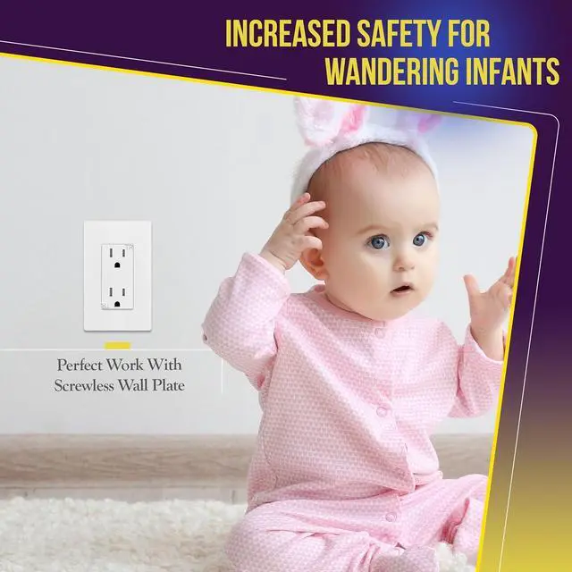 Alt view image 3 of 7 - ENERLITES Decorator Wall Receptacle Outlet, Tamper-Resistant Standard Electrical Wall Outlet, Residential Grade, 3-Wire, Self-Grounding, 2-Pole, 15A 125V, UL Listed, 61501-TR-W-10PCS, White (10 Pack)