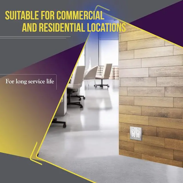 Alt view image 6 of 7 - ENERLITES Decorator Wall Receptacle Outlet, Tamper-Resistant Standard Electrical Wall Outlet, Residential Grade, 3-Wire, Self-Grounding, 2-Pole, 15A 125V, UL Listed, 61501-TR-W-10PCS, White (10 Pack)