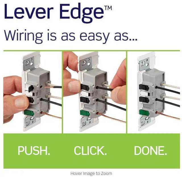 Alt view image 5 of 7 - Leviton Lever Edge 15 Amp Tamper-Resistant Duplex Wall Outlet, 10-Pack, E5325-MW, White