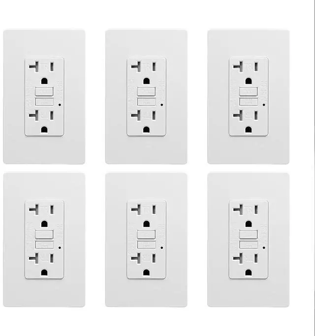 Main image of 20 Amp GFCI Outlet, TR Tamper-Resisitant GFI Electrical Outlet with Thinner Design, Self-Test Ground Fault Circuit Interrupter with Screwless Wall Plate, UL Listed, Matte White, 6 Pack