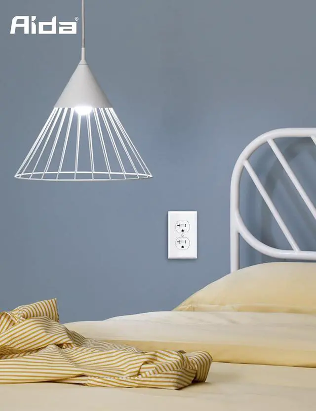 Alt view image 7 of 7 - AIDA 20 Amps Outlets Duplex Electrical Receptacle Outlets,Tamper Resistant,Heavy-Duty Receptacle Wall Outlet,Residential,TR,3-Wire, Self-Grounding Clip,Wall Plate Included,UL Listed (20 Pack, White)