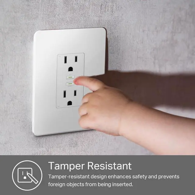 Alt view image 7 of 7 - Kasa Smart Plug KP200, In-Wall Smart Home Wi-Fi Outlet Works with Alexa, Google Home & IFTTT, No Hub Required, Remote Control, ETL Certified , White, 1 Pack