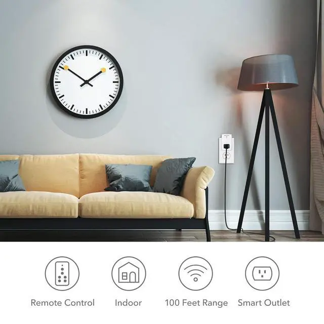 Alt view image 4 of 7 - BN-LINK Mini Wireless Wall-Mounting Remote Control Outlet Switch Power Plug in for Household Appliances, Wireless Remote Light Switch, LED Light Bulbs, White (3 Outlets)