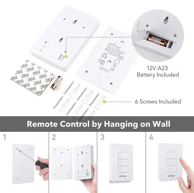 Alt view image 5 of 7 - BN-LINK Mini Wireless Wall-Mounting Remote Control Outlet Switch Power Plug in for Household Appliances, Wireless Remote Light Switch, LED Light Bulbs, White (3 Outlets)