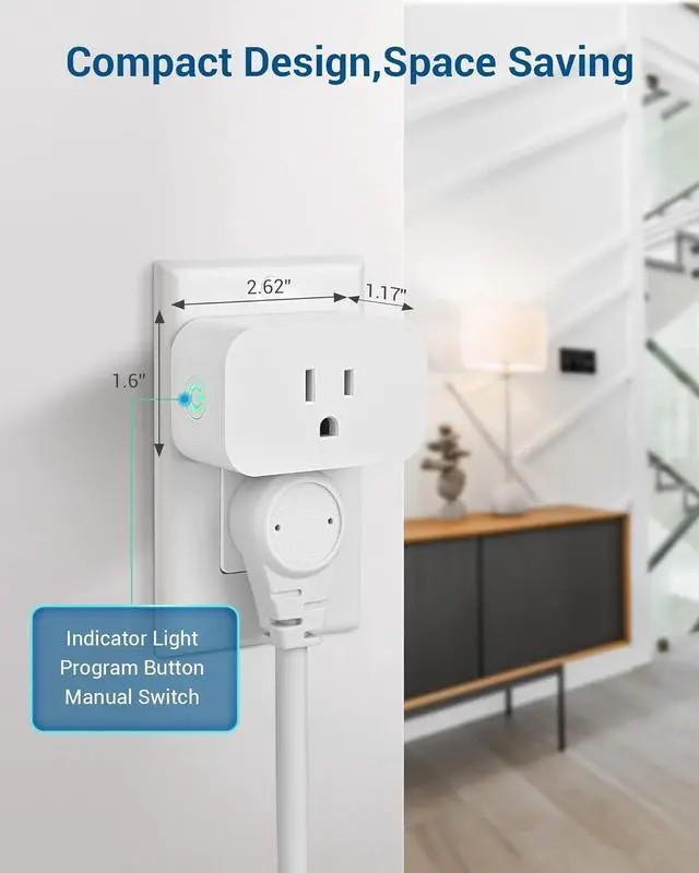 Alt view image 4 of 7 - DEWENWILS Remote Control Outlet, Wall Mounted Wireless Light Switch, 2 Independent Control Sockets Electrical Remote Outlet Switch for Plug in Pendant Light, No Wiring,100 Ft Range, FCC Listed