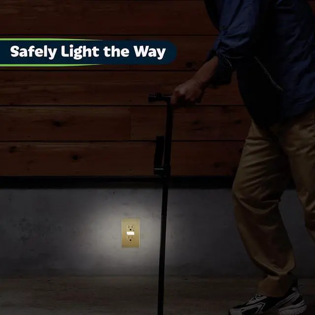 Alt view image 3 of 7 - TOPGREENER LED Guide Light Receptacle with Automatic Daylight Sensor, Night Light Decorator Wall Outlet, 125VAC/15A Tamper-Resistant Receptacle, TGL215TR-GD, Gold