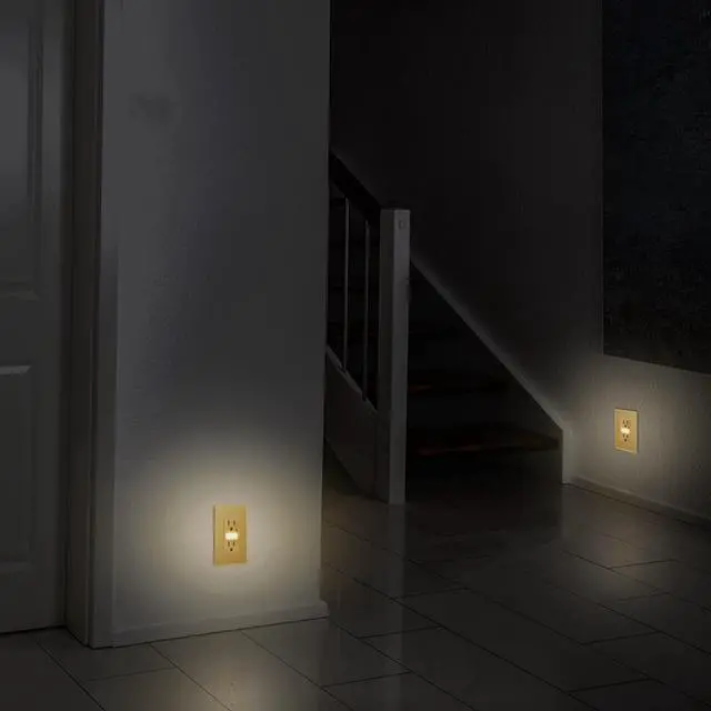 Alt view image 6 of 7 - TOPGREENER LED Guide Light Receptacle with Automatic Daylight Sensor, Night Light Decorator Wall Outlet, 125VAC/15A Tamper-Resistant Receptacle, TGL215TR-GD, Gold