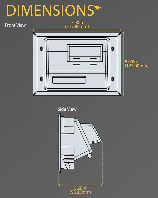 Alt view image 5 of 6 - DATA COMM 45-0071-WH Recessed Low Voltage Cable Plate with Built-In Duplex Receptacle Outlet, Easy To Install - Ideal for Home Theater, TV & Power Cable Management, Mid-Size, White