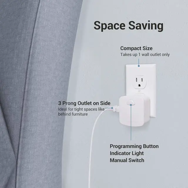 Alt view image 3 of 7 - DEWENWILS Wireless Remote Wall Switch and Outlet, No Wiring Remote Control Outlet Light Switch, Expandable, 15A/1875W, 100ft RF Range, Compact Side Plug, ETL Listed (1 Outlet and 2 Remotes)