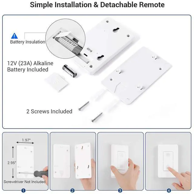 Alt view image 7 of 7 - DEWENWILS Wireless Remote Wall Switch and Outlet, No Wiring Remote Control Outlet Light Switch, Expandable, 15A/1875W, 100ft RF Range, Compact Side Plug, ETL Listed (1 Outlet and 2 Remotes)