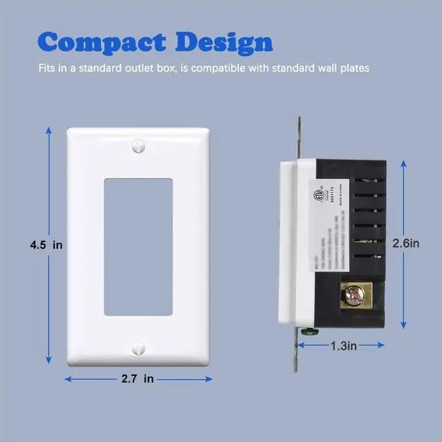 Alt view image 6 of 7 - USB Outlet with Night Light (Manual), 20A 125V Electrical USB C Outlet, 5V 4.8A Tamper-Resistant USB Wall Outlets with Type A & Type C Ports, Wallplate Included, ETL Listed, White (1 Pack)