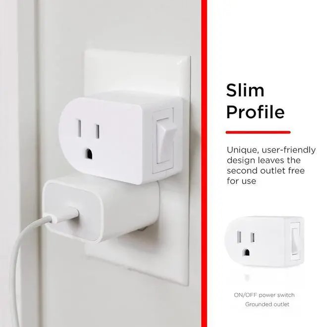 Alt view image 2 of 7 - UltraPro Grounded Power Switch, 4 Pack, Outlet Extender, 3 Prong, Easy to Install, for Indoor Lights and Small Appliances, Energy Efficient Adapter, Space Saving Design, UL Listed, White, 46844