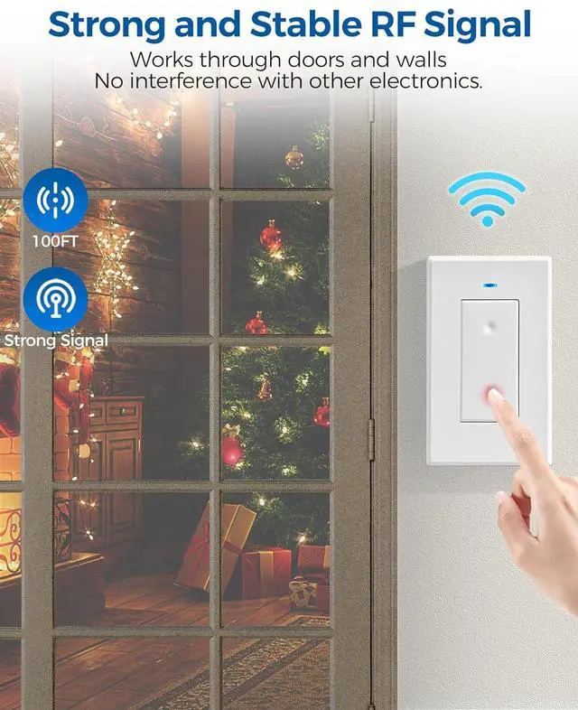 Alt view image 5 of 7 - Remote Control Outlet Wireless Light Switch, WILAWELS Wireless Remote Wall Switch and Outlet, Remote Light Switch Kit for Lamps, Lights, Expandable, 100ft RF Range, FCC Listed (2 Remotes + 1 Outlet)