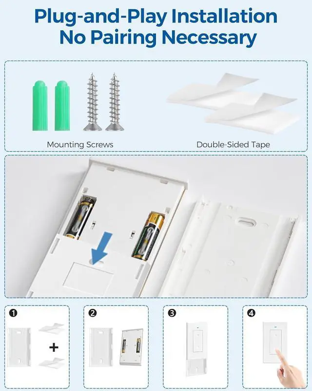 Alt view image 7 of 7 - Remote Control Outlet Wireless Light Switch, WILAWELS Wireless Remote Wall Switch and Outlet, Remote Light Switch Kit for Lamps, Lights, Expandable, 100ft RF Range, FCC Listed (2 Remotes + 1 Outlet)