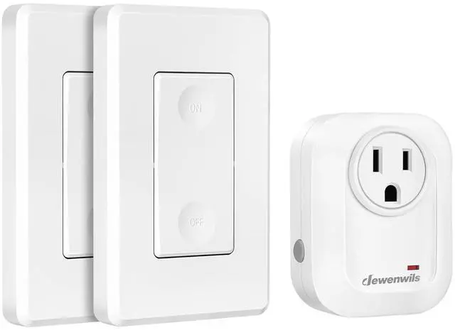 Main image of DEWENWILS Wireless Remote Wall Switch and Outlet, No Wiring, On Off Power Plug, Expandable Remote Control Outlet Light Switch, 100Ft RF Range, FCC Listed