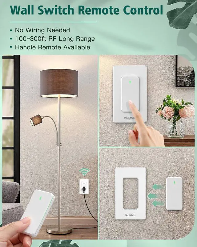 Alt view image 2 of 7 - Remote Control Outlet, Buckle Design Removable Wireless Wall Mounted Light Switch, 300 ft 15A 1500W, No Wiring Electrical Remote Outlet for Appliance