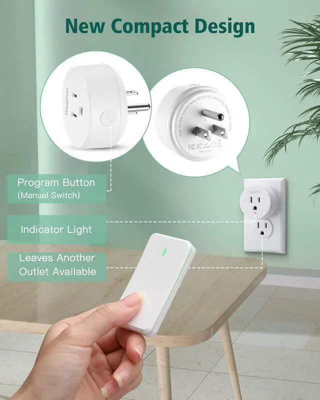 Alt view image 3 of 7 - Remote Control Outlet, Buckle Design Removable Wireless Wall Mounted Light Switch, 300 ft 15A 1500W, No Wiring Electrical Remote Outlet for Appliance