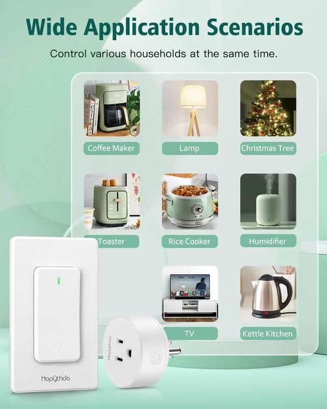 Alt view image 6 of 7 - Remote Control Outlet, Buckle Design Removable Wireless Wall Mounted Light Switch, 300 ft 15A 1500W, No Wiring Electrical Remote Outlet for Appliance