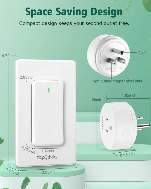 Alt view image 7 of 7 - Remote Control Outlet, Buckle Design Removable Wireless Wall Mounted Light Switch, 300 ft 15A 1500W, No Wiring Electrical Remote Outlet for Appliance