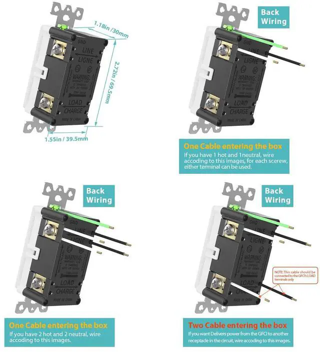 Alt view image 5 of 7 - WEBANG GFCI Outlets, Tamper-Resistant and Weather-Resistant, GFCI Receptacle with LED Indicator, Screwless Wall Plates with Thinner Design, 15 Amp/125 Volt, ETL Listed, Matte White, 10 Pack