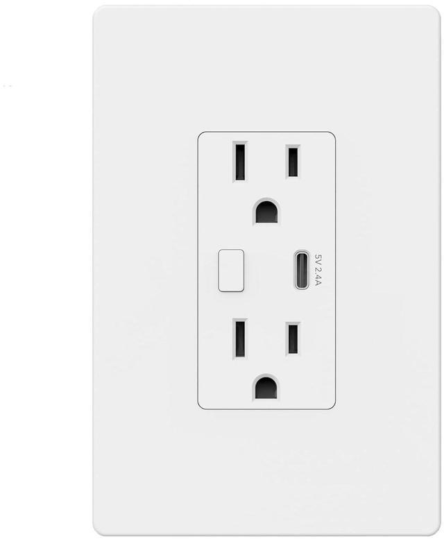 Main image of BN-LINK Smart Electrical Outlet with 2 Controlled Plugs and Type-C Charging, in-Wall Smart Wi-Fi Outlet with Voice and APP Remote Control, Compatible with Alexa and Google Assistant, 2.4GHz Wi-Fi Only
