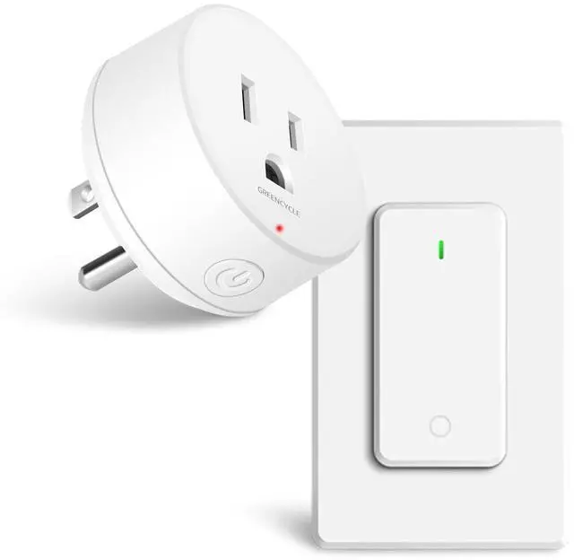 Main image of Remote Switch Outlet,GreenCyle Remote Control Outlet Plug with Switch,Wireless On/Off Light Switches Wall Mounted,15A/1500W,TUV List,No Wiring Needed,500ft RF Range,for Lamp,Fans,Household Appliances