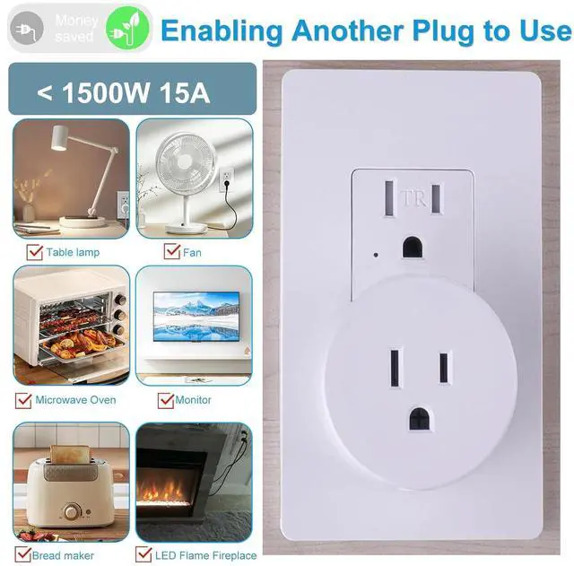 Alt view image 5 of 7 - Remote Switch Outlet,GreenCyle Remote Control Outlet Plug with Switch,Wireless On/Off Light Switches Wall Mounted,15A/1500W,TUV List,No Wiring Needed,500ft RF Range,for Lamp,Fans,Household Appliances