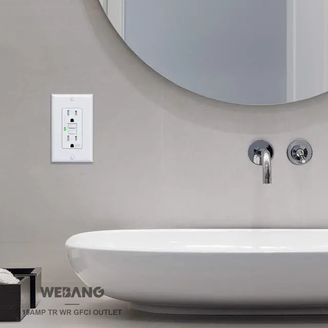 Alt view image 7 of 7 - [10 Pack] WEBANG Self-Test GFCI Outlets, Tamper-Resistant and Weather-Resistant, GFCI Receptacle with LED Indicator, Decorative Wall Plates and Screws Included, 15 Amp/125 Volt, UL Listed, White