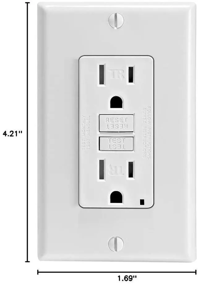 Alt view image 2 of 2 - Leviton Smartest Self-Test SmartlockPro Slim GFCI Tamper-Resistant Receptacle with LED Indicator (3 Pack), GFTR1-3W, White