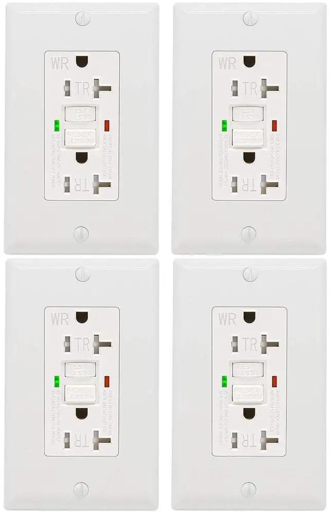Main image of ANKO GFCI Outlet 20 Amp 4 Pack, UL Listed, Self-Test with LED Indicator, Tamper-Resistant, Weather Resistant Receptacle Indoor or Outdoor Use with Decor Wall Plates and Screws