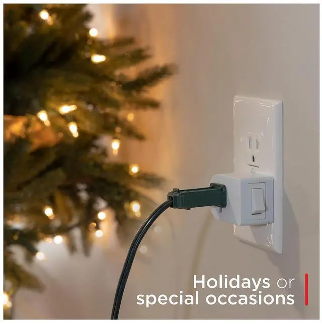 Alt view image 4 of 7 - UltraPro Grounded Power Switch, 4 Pack, Outlet Extender, 3 Prong, Easy to Install, for Indoor Lights and Small Appliances, Energy Efficient Adapter, Space Saving Design, UL Listed, White, 46844