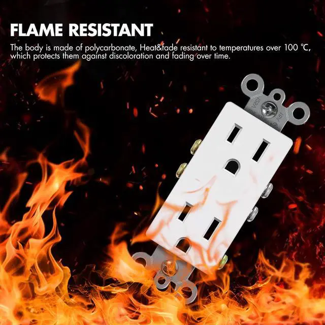 Alt view image 5 of 7 - Micmi Decorator Receptacle Outlet, Standard Decorative Wall Outlet, 15 Amp, 125 Volt, Non-Tamper Resistant, Grounding UL Listed White (15A Outlet with wallplates 10pack)