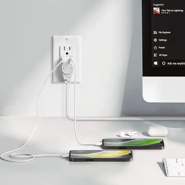 Alt view image 4 of 7 - DEWENWILS 2-Pack USB Outlet, 5.0A Dual High Speed USB Ports, 15Amp Tamper-Resistant Receptacles USB Wall Outlets, Wall Plate Included, ETL Listed