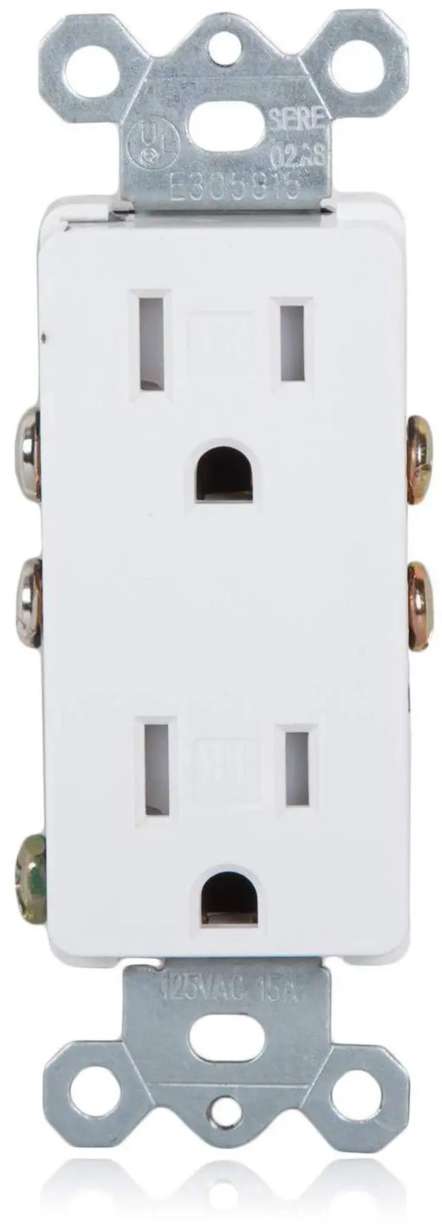 Alt view image 2 of 5 - Maxxima Tamper Resistant Duplex Receptacle - Standard Decorative Electrical Wall Outlet 15A White, 3 Prong Outlet, Easy Install, Ideal for Contractors or Residential Use, UL Listed - 10 Pack