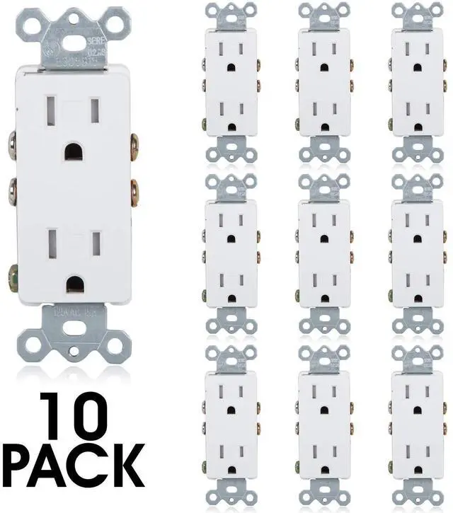 Alt view image 5 of 5 - Maxxima Tamper Resistant Duplex Receptacle - Standard Decorative Electrical Wall Outlet 15A White, 3 Prong Outlet, Easy Install, Ideal for Contractors or Residential Use, UL Listed - 10 Pack