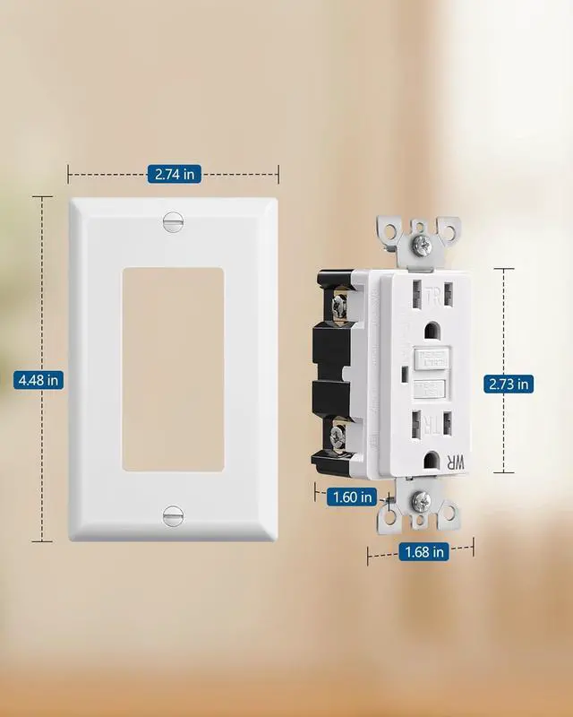 Alt view image 5 of 7 - DEWENWILS 2 Pack 15 Amp GFCI Outlet, Self-Test GFI Receptacles with LED Indicator, Tamper Resistant & Weather Resistant, Wallplate and Screws Included, UL Listed, White