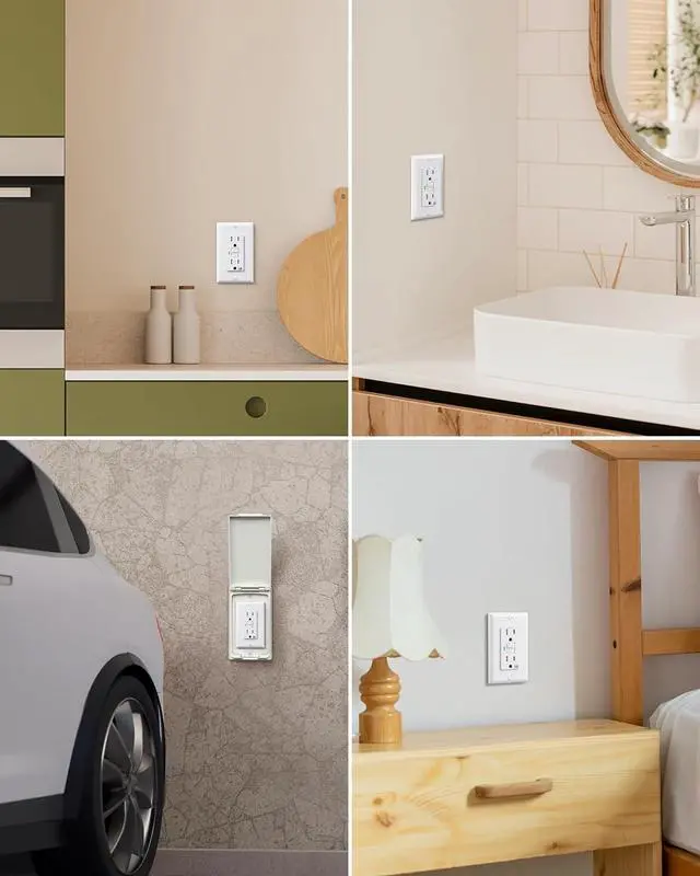 Alt view image 7 of 7 - DEWENWILS 2 Pack 15 Amp GFCI Outlet, Self-Test GFI Receptacles with LED Indicator, Tamper Resistant & Weather Resistant, Wallplate and Screws Included, UL Listed, White