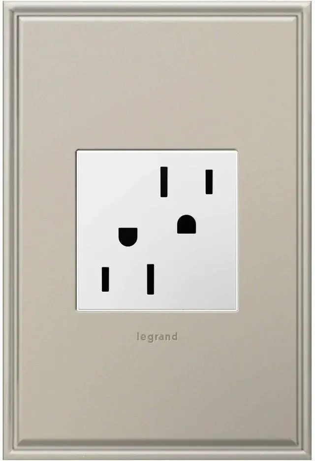 Alt view image 2 of 5 - Legrand adorne 15A Tamper-Resistant Outlet (12 - Pack, Gloss White Finish), ARTR152W4-12PK
