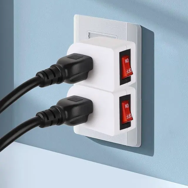 Alt view image 5 of 7 - VSEER Grounded Outlet with ON/Off Switch (6 Pack), Single Power Adapter Outlet Switch 15A 1875W/3 Prong Plug in White, ETL Listed