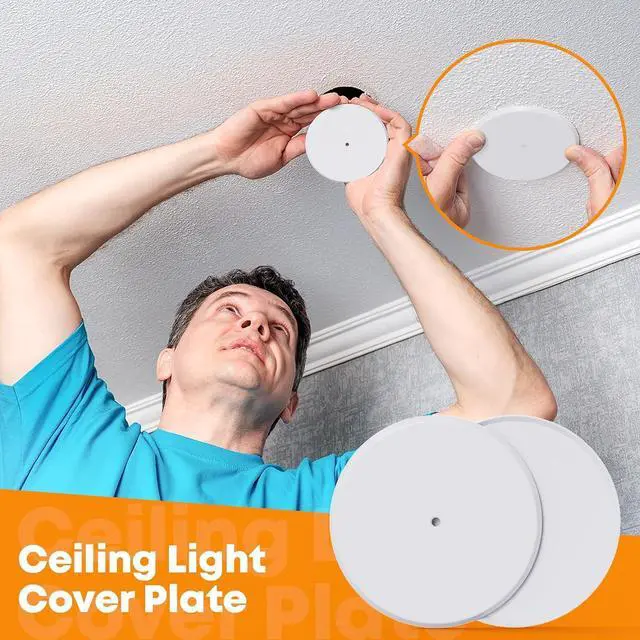 Alt view image 5 of 7 - WunoShop 4 Pcs Ceiling Cover Plate, Metal Blank Cleanout Cover Plate with Center Hole,5 inch Round Outlet Covers Plate For Electrical Box, Smoke Detector Cover Plate for Wall Light Hole -White