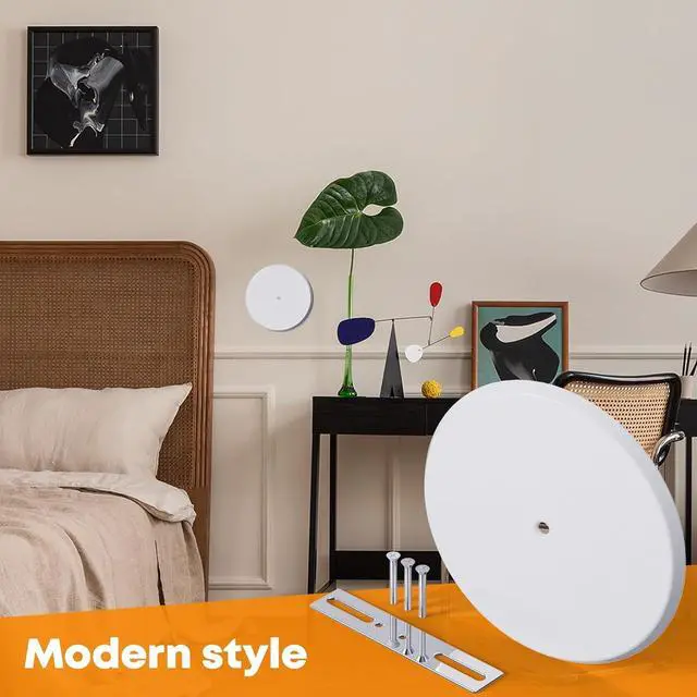 Alt view image 6 of 7 - WunoShop 4 Pcs Ceiling Cover Plate, Metal Blank Cleanout Cover Plate with Center Hole,5 inch Round Outlet Covers Plate For Electrical Box, Smoke Detector Cover Plate for Wall Light Hole -White