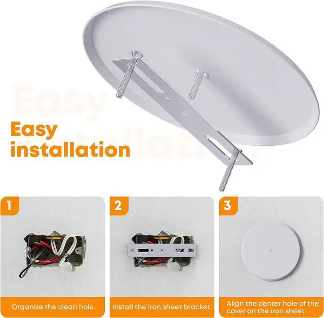 Alt view image 3 of 7 - WunoShop 4 Pcs Ceiling Cover Plate, Metal Blank Cleanout Cover Plate with Center Hole,5 inch Round Outlet Covers Plate For Electrical Box, Smoke Detector Cover Plate for Wall Light Hole -White