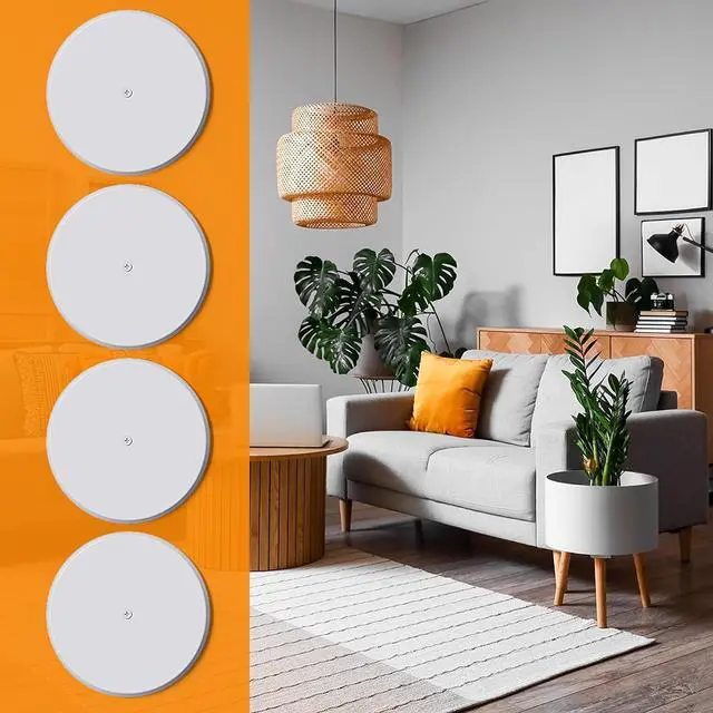 Alt view image 7 of 7 - WunoShop 4 Pcs Ceiling Cover Plate, Metal Blank Cleanout Cover Plate with Center Hole,5 inch Round Outlet Covers Plate For Electrical Box, Smoke Detector Cover Plate for Wall Light Hole -White