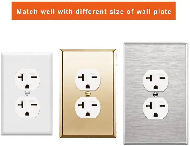 Alt view image 4 of 6 - Nema 6-20 Duplex Receptacle, 20 Amp 240 Volt Outlet, Industrial Grade, 2-Pole, 3-Wire, 6-15R Outlet 6-20R Receptacle, White, 6 Pack