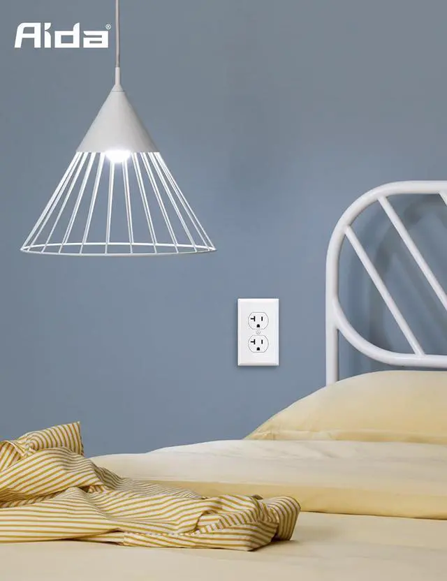 Alt view image 6 of 6 - AIDA 20 Amps Outlets Duplex Electrical Receptacle Outlets, Electrical Outlet, 20Amp 125V Heavy-Duty,Wall Plate Included,Residential, 3-Wire, Self-Grounding, UL Listed, Side Wire (20 Pack, White)