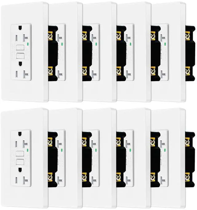 Main image of SuperInk GFI Electrical Outlet 20 Amp,10 Pack Self Test GFCI Outlet Receptacle With Led Indicator,Weather Resistant,Safe Protection,Screwless Wall Plate Included,Indoor Or Outdoor Use,ETL Listed,White