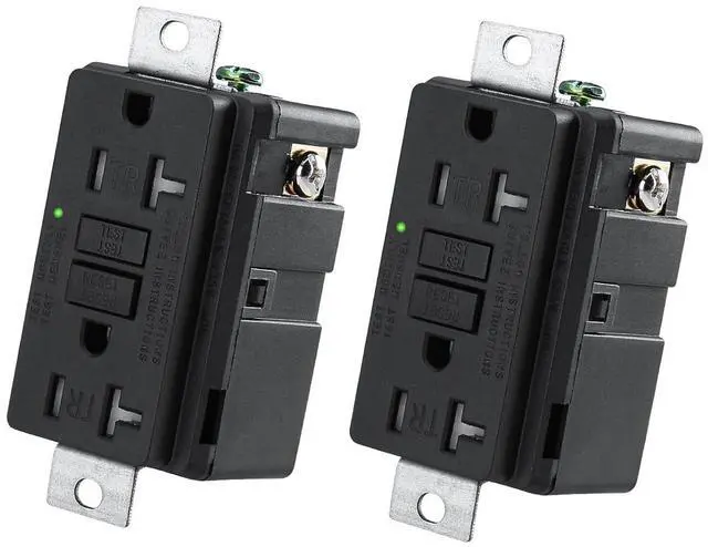 Main image of Generator GFCI Outlet,AC125V 20Amp 60Hz,Meet UL2018,Self-Test Industrial Grade for Industrial Generators and Other Machines,Black (2Pack)