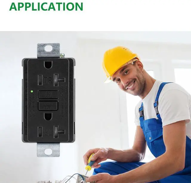 Alt view image 2 of 7 - Generator GFCI Outlet,AC125V 20Amp 60Hz,Meet UL2018,Self-Test Industrial Grade for Industrial Generators and Other Machines,Black (1Pack)